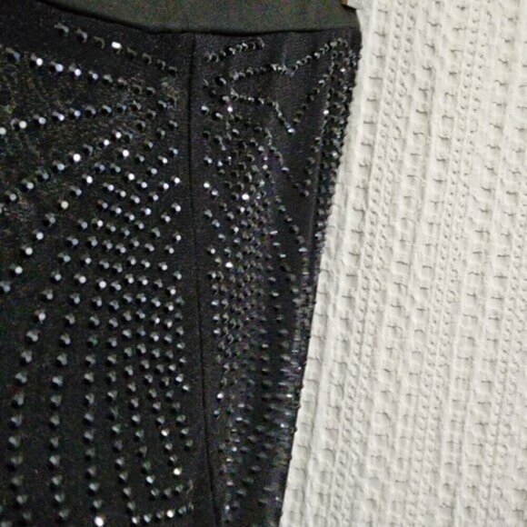 Fashion Nova Always A Baddie Rhinestone Mesh Leggings in Black Size Large - Picture 5 of 12